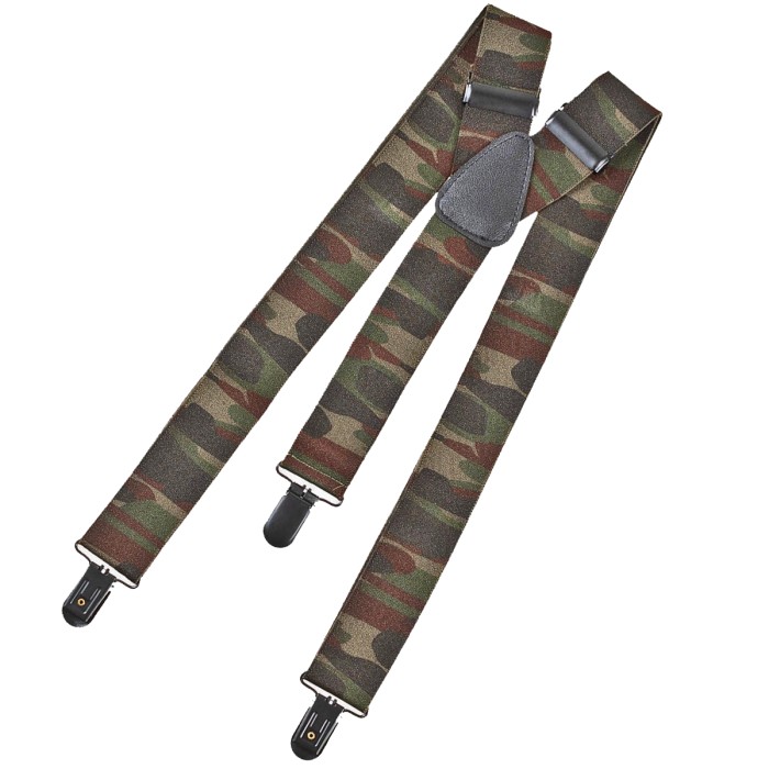 Suspenders, woodland, with metal clips